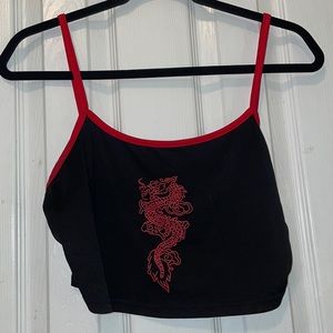 Dragon front graphic print cropped tank top